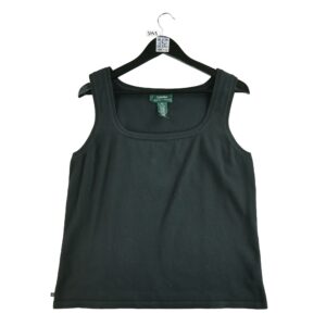 T shirt sans manches femme noir Lauren Ralph Lauren Col Rond