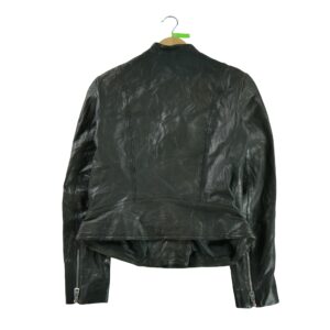 Veste en cuir femme manches longues gris Lauren Ralph Lauren Col Rond