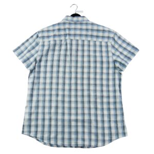 Chemise classiques homme manches courtes bleu clair Vintage Motif a carreaux