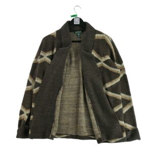 Gilet femme manches longues marron Lauren Ralph Lauren Motif a motifs Col Chale