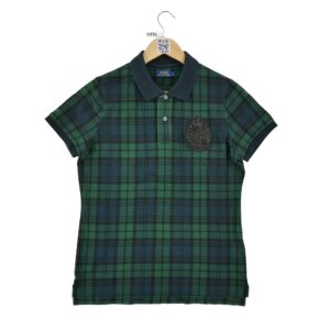Polo manches courtes femme vert Polo Ralph Lauren Motif a carreaux Col Polo