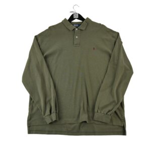 Polo manches longues homme kaki Polo Ralph Lauren Col Polo
