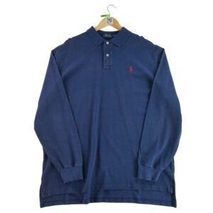 Polo manches longues homme marine Polo Ralph Lauren Col Polo