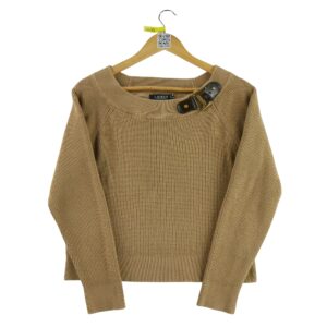 Pull femme manches longues beige Lauren Ralph Lauren Col Rond