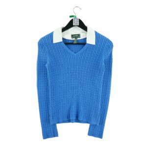 Pull femme manches longues bleu Lauren Ralph Lauren Col Revert