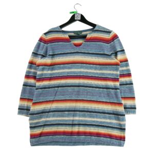 Pull femme manches longues bleu Lauren Ralph Lauren Motif a rayures Col V