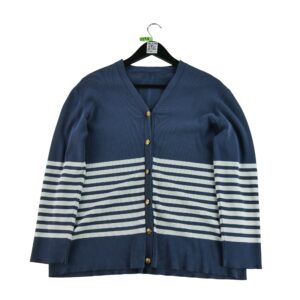 Pull femme manches longues marine Lauren Ralph Lauren Motif a rayures Col V