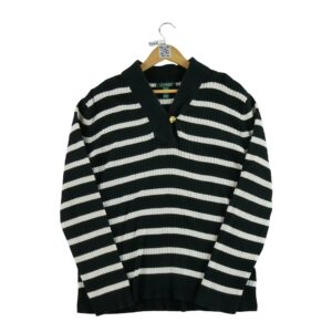 Pull femme manches longues noir Lauren Ralph Lauren Motif a rayures Col V