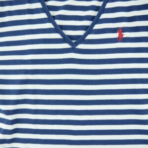 T shirt manches courtes femme marine Polo Ralph Lauren Motif a rayures Col V