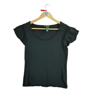 T shirt manches courtes femme noir Lauren Ralph Lauren Col Rond