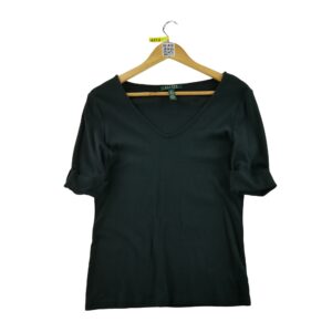 T shirt manches courtes femme noir Lauren Ralph Lauren Col V