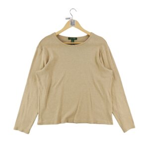 T shirt manches longues femme beige Lauren Ralph Lauren Col Rond