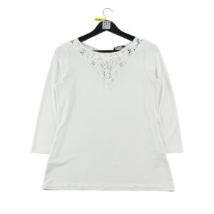 T shirt manches longues femme blanc Lauren Ralph Lauren Col Rond