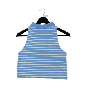 T shirt sans manches femme bleu clair Polo Ralph Lauren Motif a rayures Col Revert