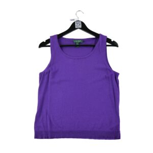 T shirt sans manches femme violet Lauren Ralph Lauren Col Rond