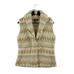 Gilet femme sans manches beige Lauren Ralph Lauren Motif a motifs Col Revert