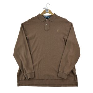 Polo manches longues homme marron Polo Ralph Lauren Col Polo