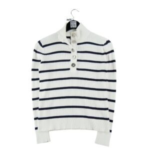 Pull femme manches longues blanc Lauren Ralph Lauren Motif a rayures Col Montant