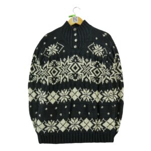 Pull femme manches longues noir Lauren Ralph Lauren Motif a motifs Col Montant