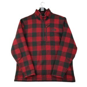 Pull polaires homme manches longues rouge The North Face Motif a carreaux Col Montant