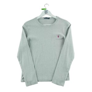 T shirt manches longues femme gris Polo Ralph Lauren Motif chine Col Rond