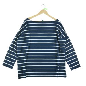 T shirt manches longues femme marine Lauren Ralph Lauren Motif a rayures Col Rond