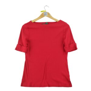 T shirt manches longues femme rouge Lauren Ralph Lauren Col Rond