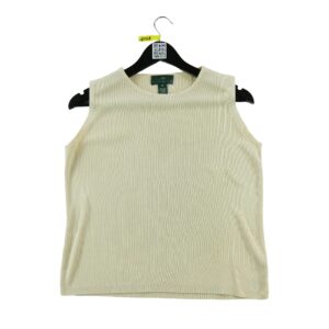 T shirt sans manches femme beige Lauren Ralph Lauren Col Rond