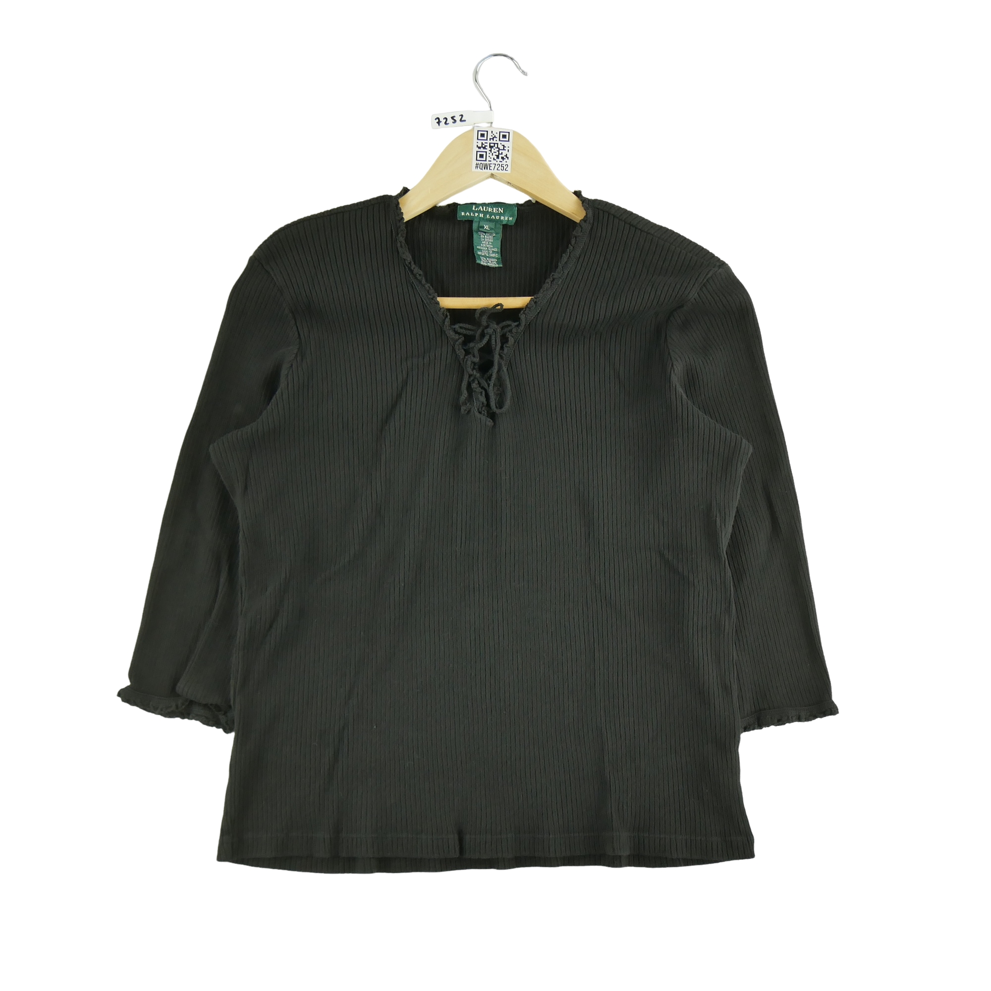 Pull femme manches longues noir Lauren Ralph Lauren Col V