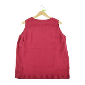 Pull femme sans manches rouge Lauren Ralph Lauren Col Rond