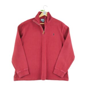 Pull homme manches longues rouge Polo Ralph Lauren Col Montant