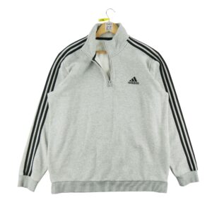 Sweat homme manches longues gris Adidas Motif chine Col Montant