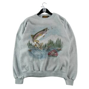 Sweat homme manches longues gris Vintage Motif imprime Col Rond