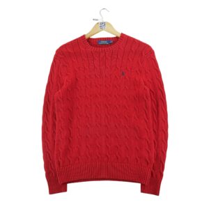Pull homme manches longues rouge Polo Ralph Lauren Col Rond