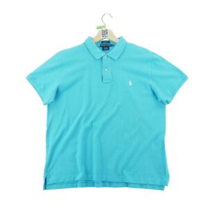 Polo manches courtes femme turquoise Polo Ralph Lauren Col V
