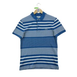 Polo manches courtes homme bleu Lacoste Motif a rayures Col Polo