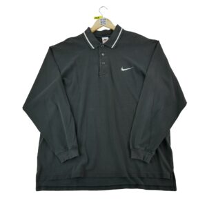 Polo manches longues homme noir Nike Col Polo
