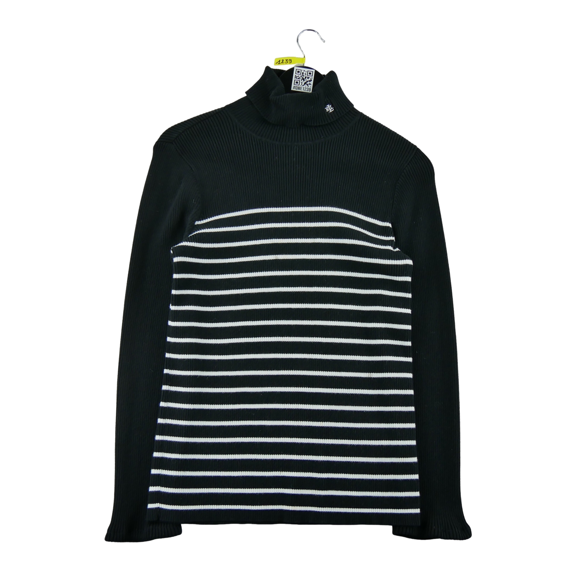 Pull femme manches longues noir Lauren Ralph Lauren Motif a rayures Col Roule