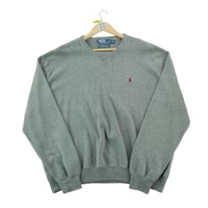 Pull homme manches longues gris Polo Ralph Lauren Col Rond