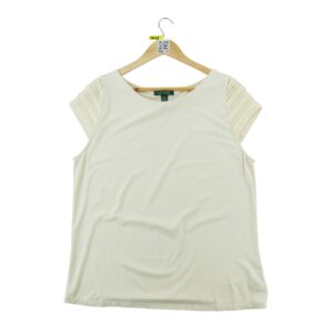 T shirt manches courtes femme beige Lauren Ralph Lauren Col Rond