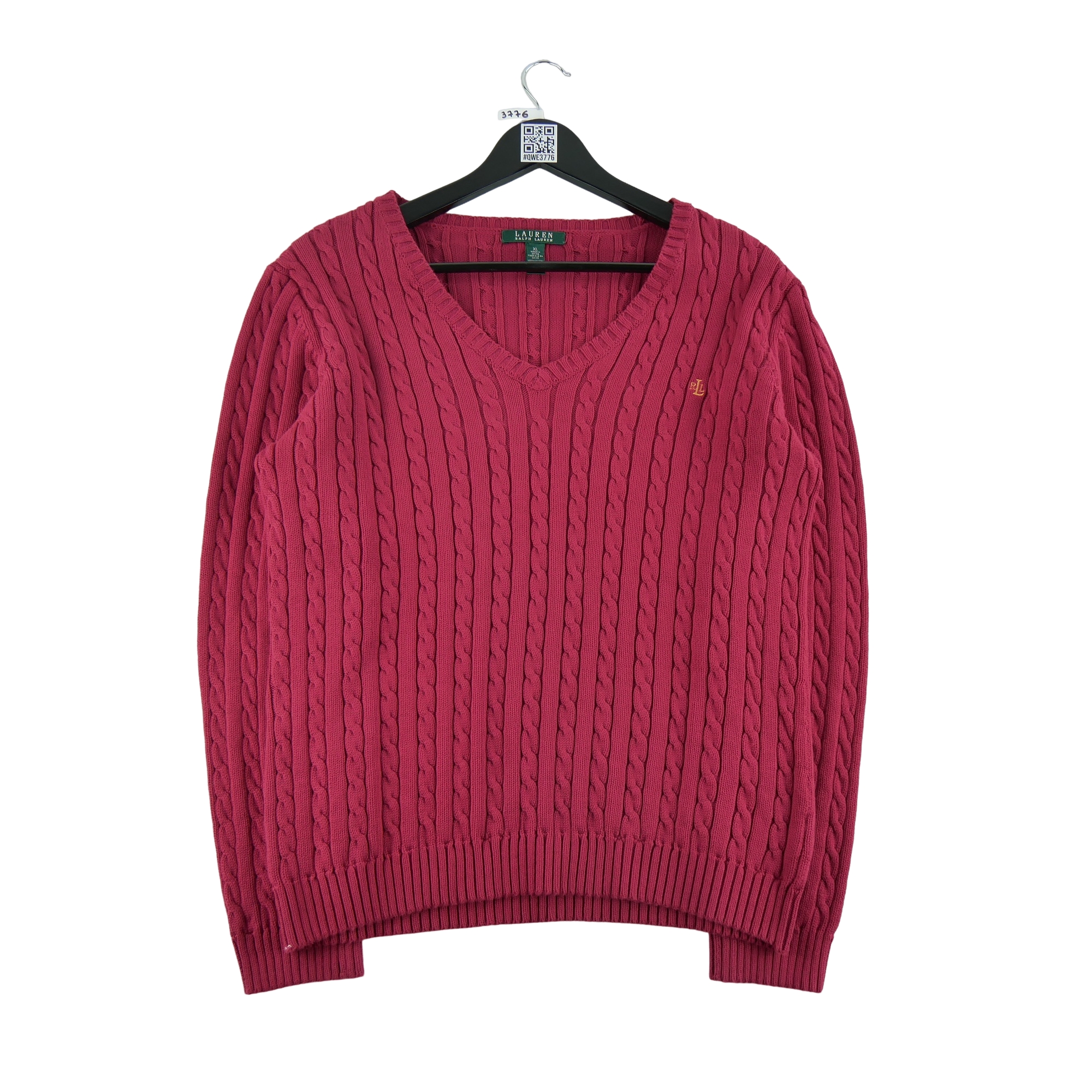 Lauren Ralph Lauren Pull Femme  torsadé Rouge - Bon état