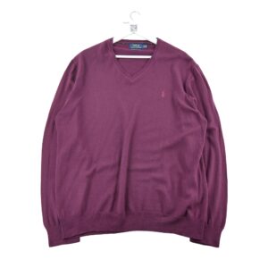 Pull homme manches longues bordeaux Polo Ralph Lauren Col V