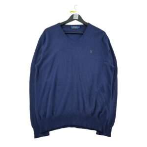 Pull homme manches longues marine Polo Ralph Lauren Col V