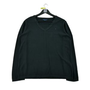 Pull homme manches longues noir Tommy Hilfiger Col V