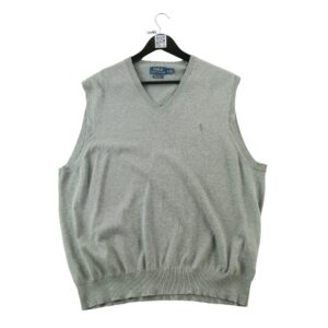 Pull homme sans manches gris Polo Ralph Lauren Col V