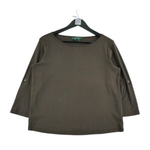 T shirt manches longues femme marron Lauren Ralph Lauren Col Rond