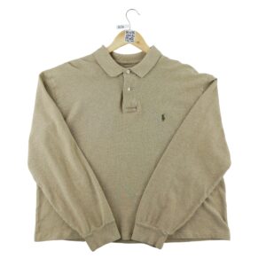 Polo manches longues homme beige Polo Ralph Lauren Col Polo