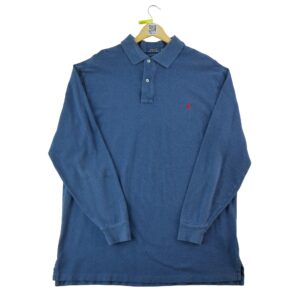 Polo manches longues homme bleu Polo Ralph Lauren Col Polo