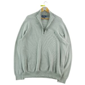 Pull homme manches longues gris Polo Ralph Lauren Col Montant