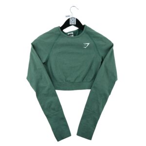 T shirt femme manches longues vert Gymshark Col Rond